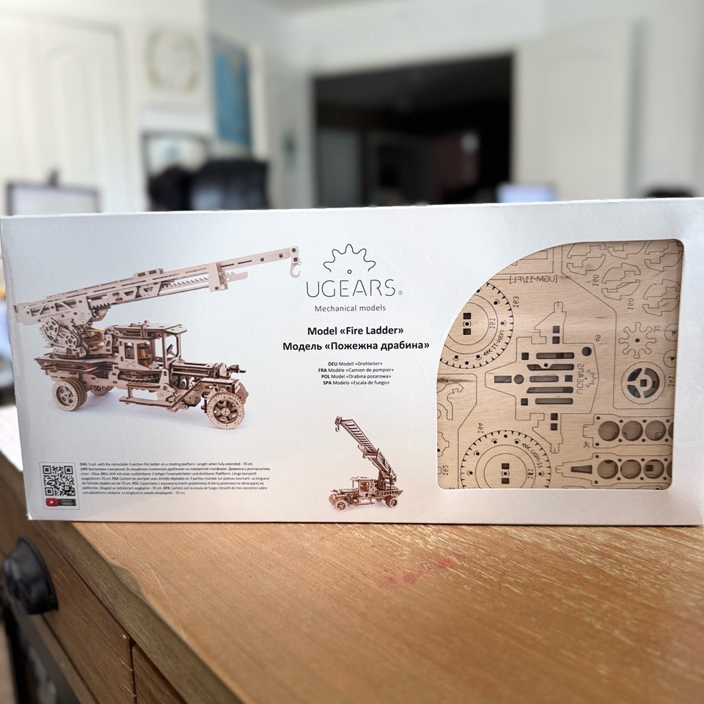 UGEARS Fire Truck with Ladder Mechanical Model Kit